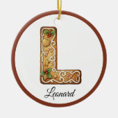 Customize Christmas Gingerbread Letter L Monogram セラミックオーナメント (正面)