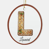 Customize Christmas Gingerbread Letter L Monogram セラミックオーナメント (左)