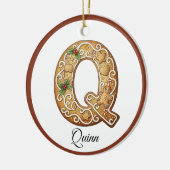 Customize Christmas Gingerbread Letter Q Monogram セラミックオーナメント (左)