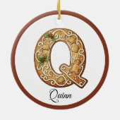 Customize Christmas Gingerbread Letter Q Monogram セラミックオーナメント (裏面)
