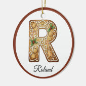Customize Christmas Gingerbread Letter R Monogram セラミックオーナメント (左)