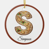 Customize Christmas Gingerbread Letter S Monogram セラミックオーナメント (正面)