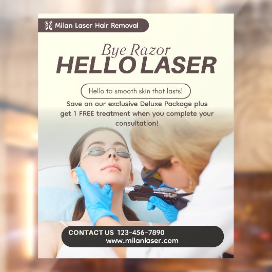 Customize Clean Laser Hair Removal Clinic Promo ウィンドウサイン (シート2)