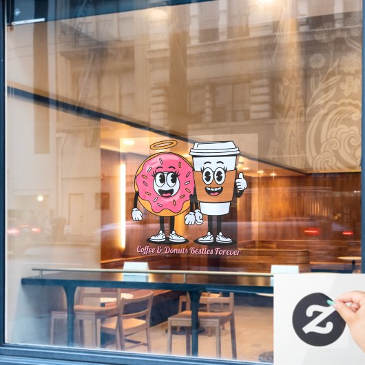 Customize Coffee And Donuts Besties Forever Promo ウィンドウサイン (カフェ窓)