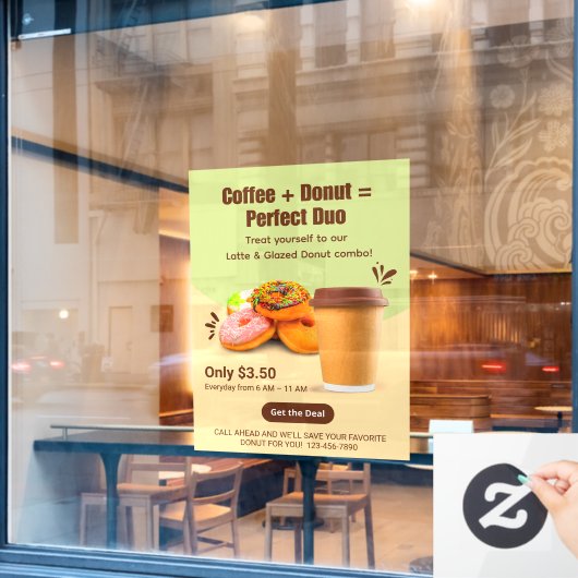 Customize Coffee And Donuts The Perfect Duo ウィンドウサイン (カフェ窓)
