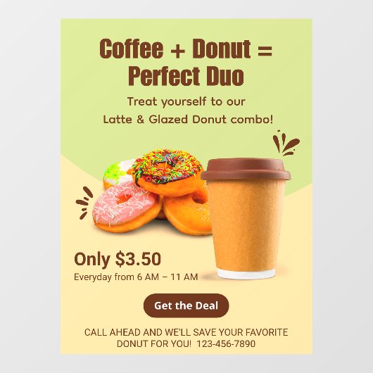 Customize Coffee And Donuts The Perfect Duo ウィンドウサイン (シート)