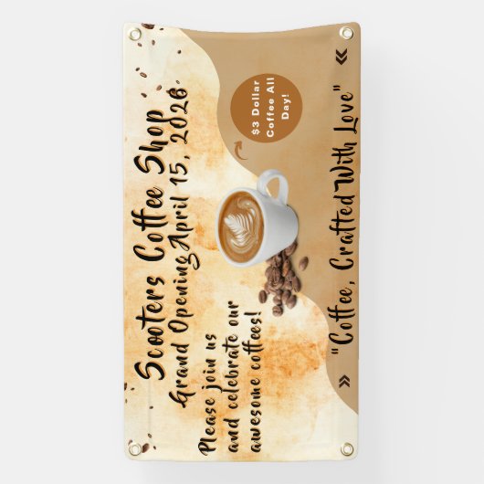 Customize Coffee Shop Grand Opening Special Day  横断幕 (縦)