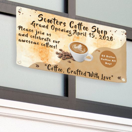 Customize Coffee Shop Grand Opening Special Day  横断幕 (ビルの外側)
