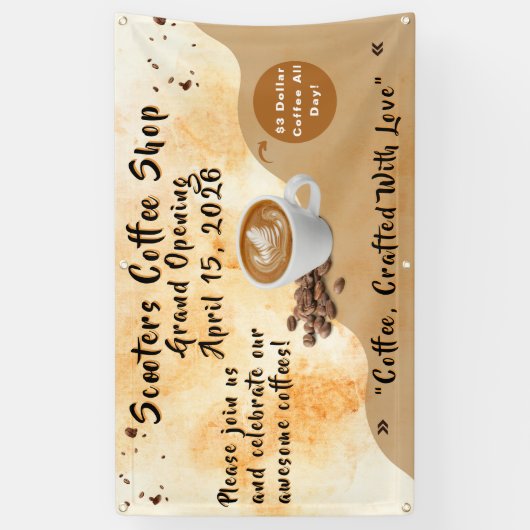 Customize Coffee Shop Grand Opening Special Day  横断幕 (縦)