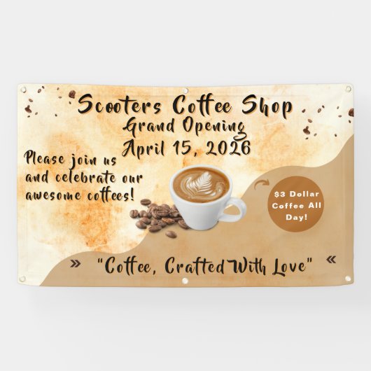 Customize Coffee Shop Grand Opening Special Day  横断幕 (横)
