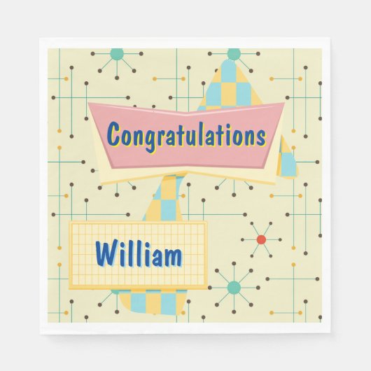 Customize Congratulations Retro スタンダードランチョンナプキン (正面)