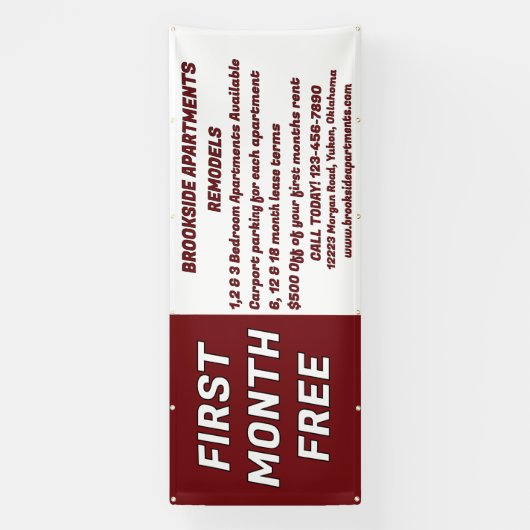 Customize Detailed Apartments For Rent First Month 横断幕 (縦)