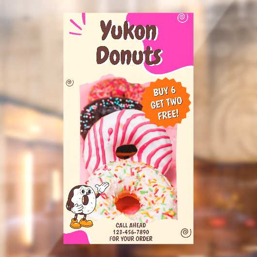 Customize Donuts Beige Pink Promotion ウィンドウサイン (シート2)