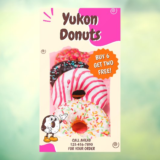 Customize Donuts Beige Pink Promotion ウィンドウサイン (シート3)