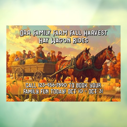 Customize Farm Fall Harvest Horse Drawn Wagon Ride ウィンドウサイン (シート3)