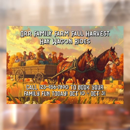 Customize Farm Fall Harvest Horse Drawn Wagon Ride ウィンドウサイン (シート2)