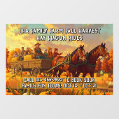 Customize Farm Fall Harvest Horse Drawn Wagon Ride ウィンドウサイン (シート)