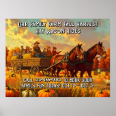 Customize Farm Fall Harvest Horse Drawn Wagon Ride ポスター (正面)
