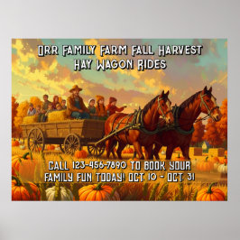 Customize Farm Fall Harvest Horse Drawn Wagon Ride ポスター