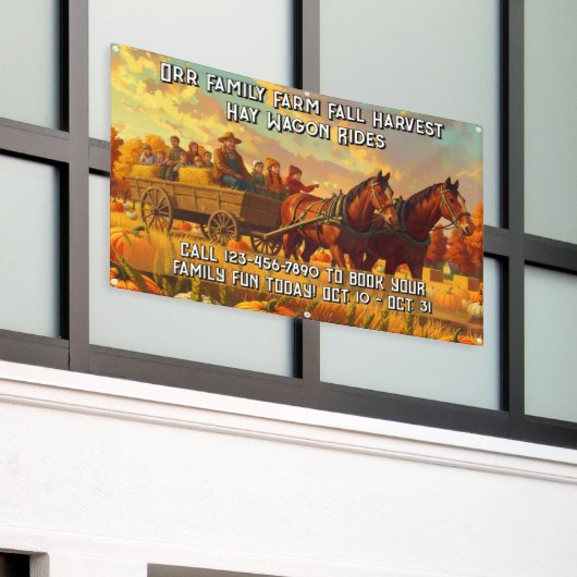 Customize Farm Fall Harvest Horse Drawn Wagon Ride 横断幕 (ビルの外側)