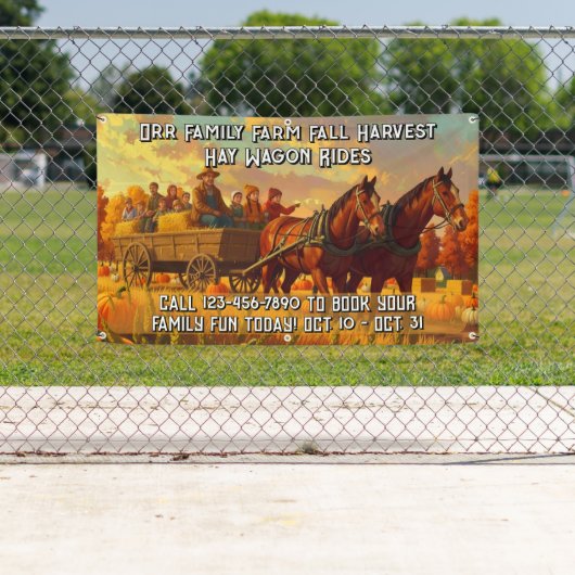 Customize Farm Fall Harvest Horse Drawn Wagon Ride 横断幕 (インサイチュ)