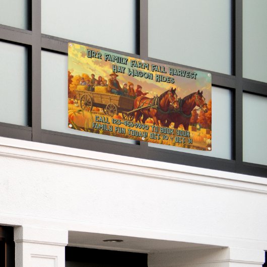 Customize Farm Fall Harvest Horse Drawn Wagon Ride 横断幕 (ビルの外側)