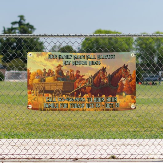 Customize Farm Fall Harvest Horse Drawn Wagon Ride 横断幕 (インサイチュ)