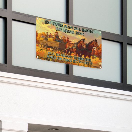Customize Farm Fall Harvest Horse Drawn Wagon Ride 横断幕 (ビルの外側)