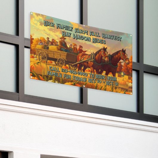 Customize Farm Fall Harvest Horse Drawn Wagon Ride 横断幕 (ビルの外側)