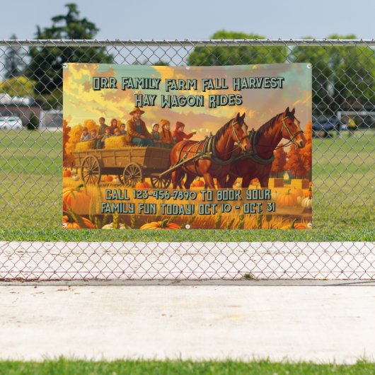 Customize Farm Fall Harvest Horse Drawn Wagon Ride 横断幕 (インサイチュ)