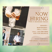 Customize Food Bar Beverage Grill Crew Now Hiring ウィンドウサイン (シート3)
