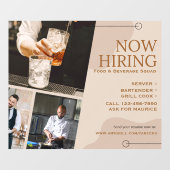 Customize Food Bar Beverage Grill Crew Now Hiring ウィンドウサイン (シート)