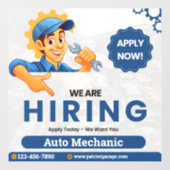 Customize Generic Now Hiring Auto Mechanic  ウィンドウサイン (シート)