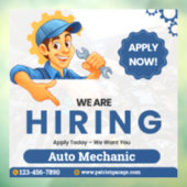 Customize Generic Now Hiring Auto Mechanic  ウィンドウサイン (シート3)