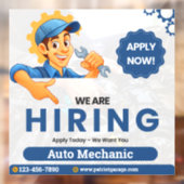 Customize Generic Now Hiring Auto Mechanic  ウィンドウサイン (シート2)