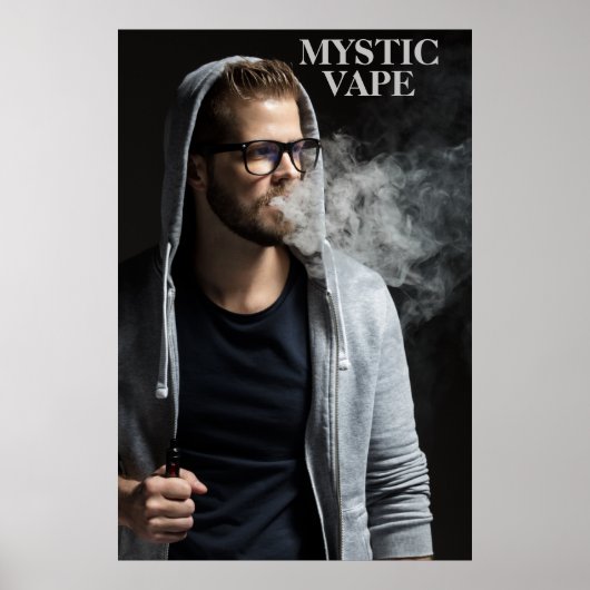 Customize Hipster Man Vaping Vape Shop Business  ポスター (正面)