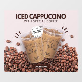 Customize Iced Cappuccino Donut Coffee Shop Promo ウィンドウサイン (シート)