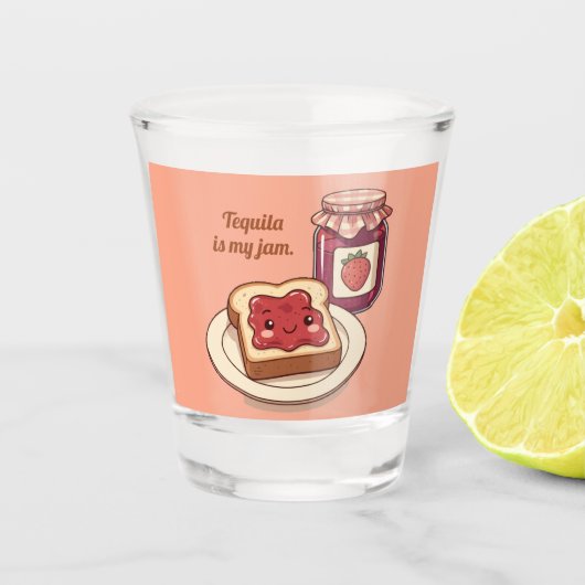[Customize] is my jam - cute jam and toast cartoon ショットグラス (正面)