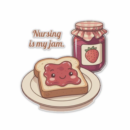 [Customize] is my jam - cute jam and toast cartoon シール (正面)