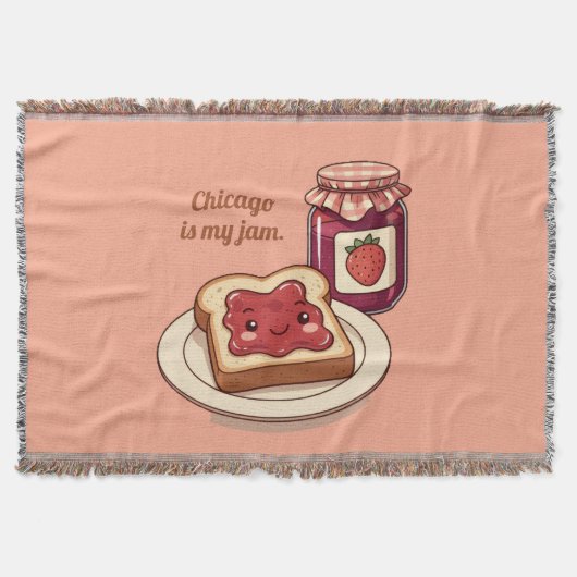 [Customize] is my jam - cute jam and toast cartoon スローブランケット (正面)
