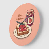 [Customize] is my jam - cute jam and toast cartoon ラージ壁時計 (傾斜)