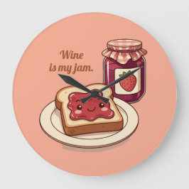[Customize] is my jam - cute jam and toast cartoon ラージ壁時計