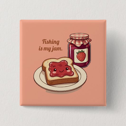 [Customize] is my jam - cute jam and toast cartoon 缶バッジ (正面)