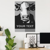 CUSTOMIZE IT Black and White Pop Art Cow Poster ポスター (ホームオフィス)