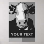 CUSTOMIZE IT Black and White Pop Art Cow Poster ポスター (正面)