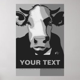 CUSTOMIZE IT Black and White Pop Art Cow Poster ポスター