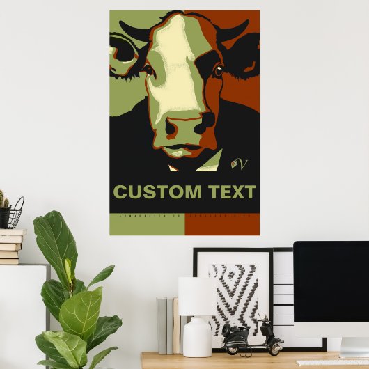 CUSTOMIZE IT Camo Pop Art Cow Poster ポスター (ホームオフィス)