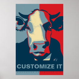 CUSTOMIZE IT Red White Blue Pop Art Cow Poster ポスター