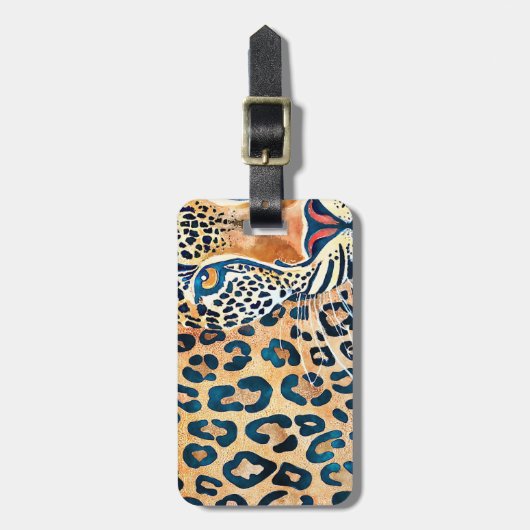 Customize Leopard and Jungle Luggage Tag ラゲッジタグ (正面縦)