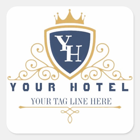 Customize Luxury hotel business company restaurant スクエアシール (正面)